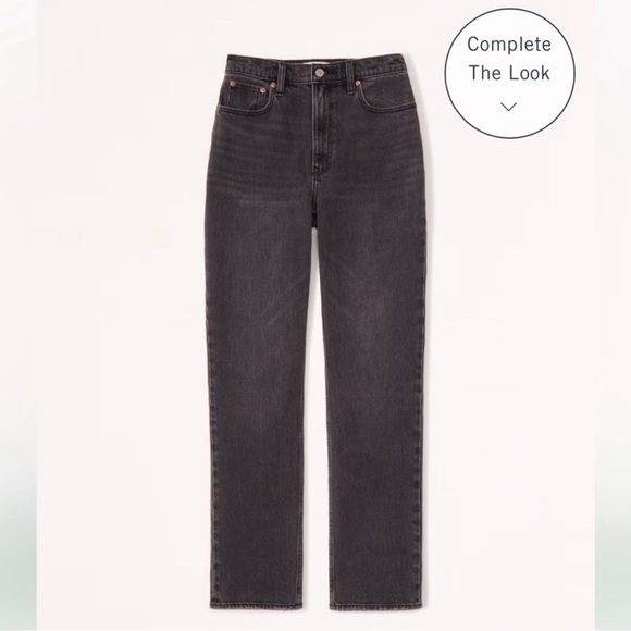 NEW Abercrombie & Fitch Black Curve Love Ultra High Rise 90s Straight Jean - Picture 2 of 6